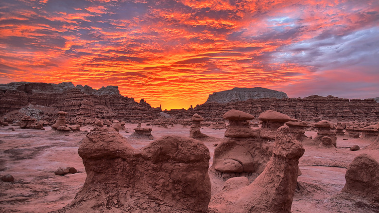 Sunset over Goblin Valley State Park in Utah