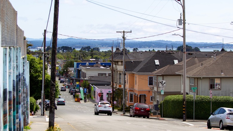 a street in downtown Arcata in Humboldt County, California
