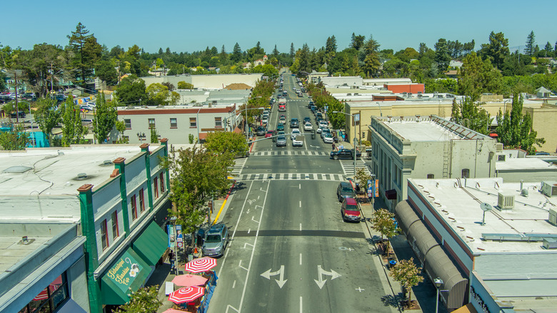 aerial shot of the town