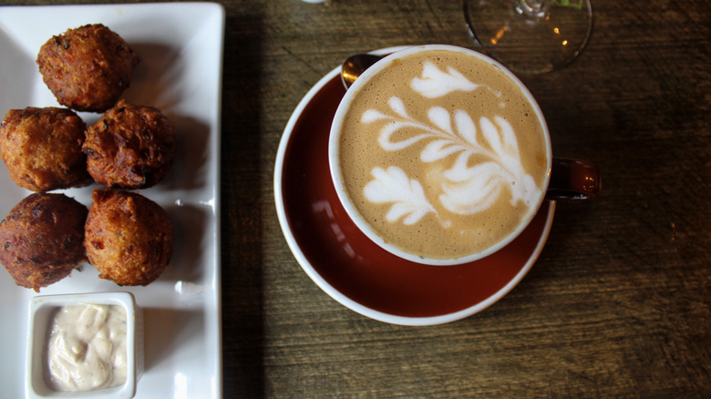 Cod fritters and coffee at The Edge