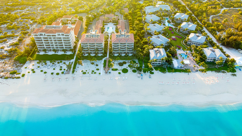 hotels along Grace Bay Beach on Providenciales in the Turks and Caicos