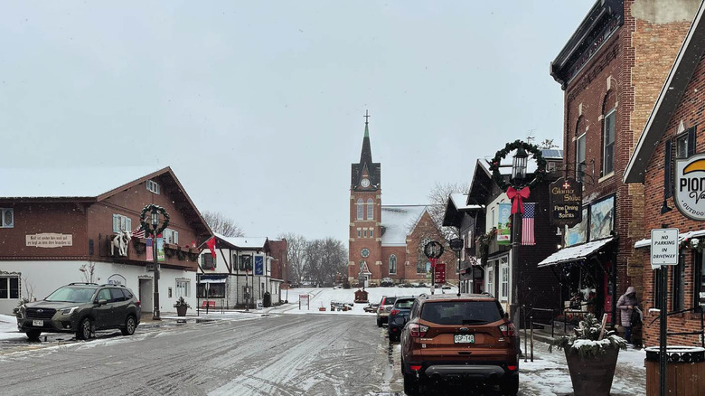 New Glarus streets in winter