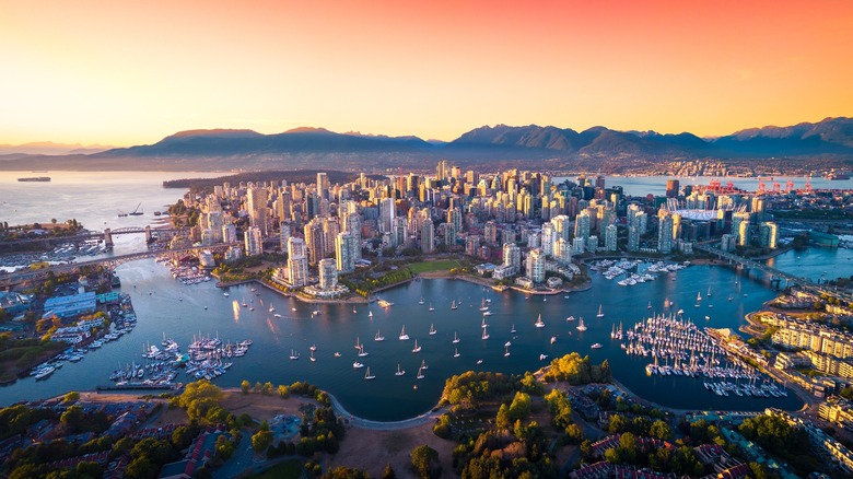 Aerial shot of Vancouver in British Columbia