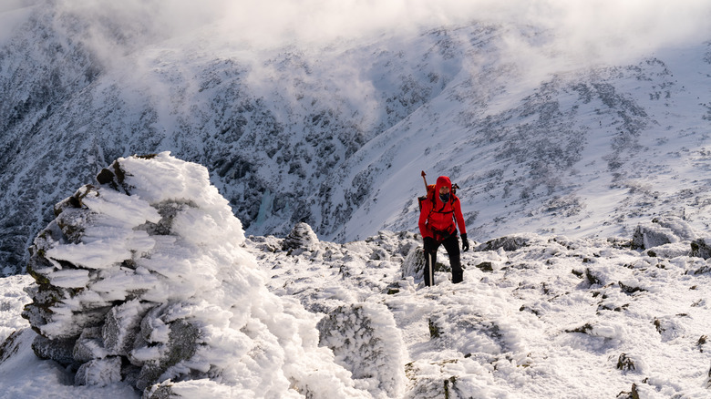 Person hiking Mount Washington