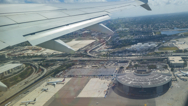 Aerial view of Miami Airport from a plane
