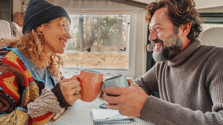 happy van life couple