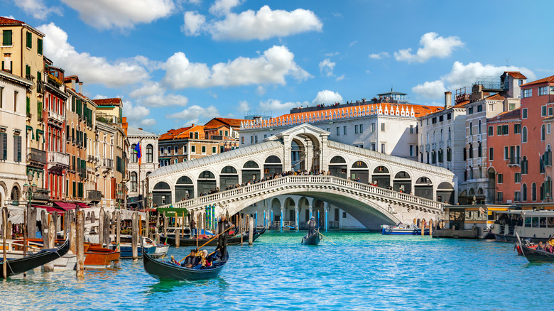 Venice Italy with gondolas in the water