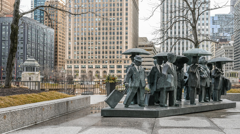 The Gentlemen sculptures at AMA plaza in Chicago