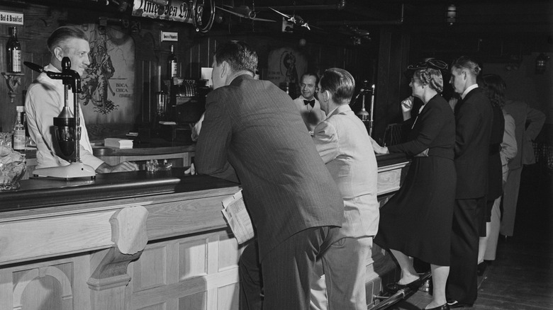 Vintage photo of customers in 21 Club