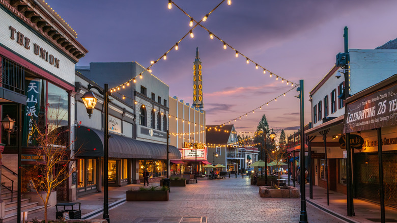 Downtown Grass Valley at twilight