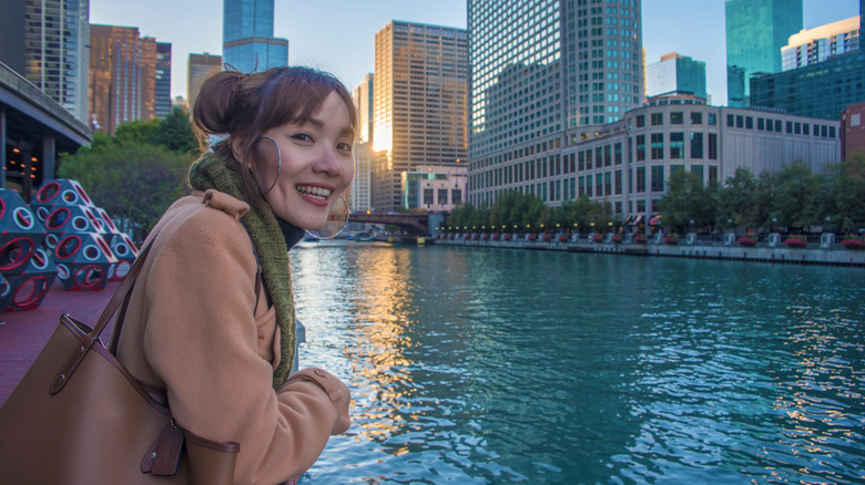 Smiling woman in Chicago, Illinois