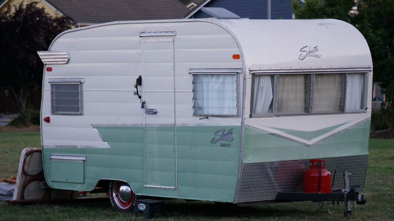 A vintage Shasta trailer.