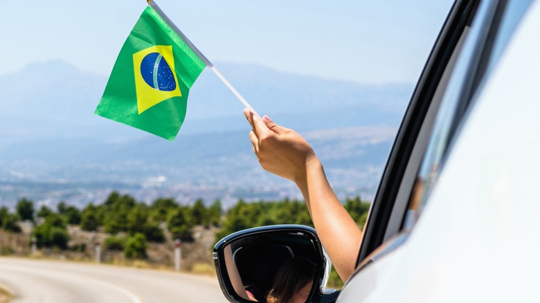 Driver with Brazil flag