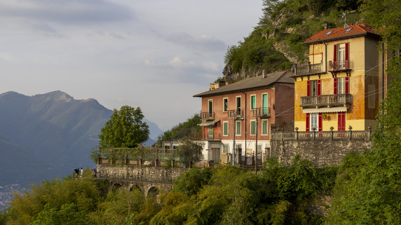 The village of Brunate perched high in the mountains
