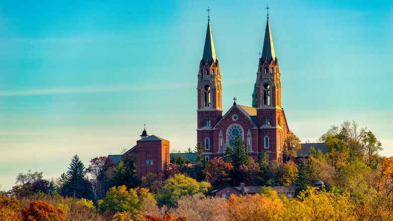 Basilica and fall foliage