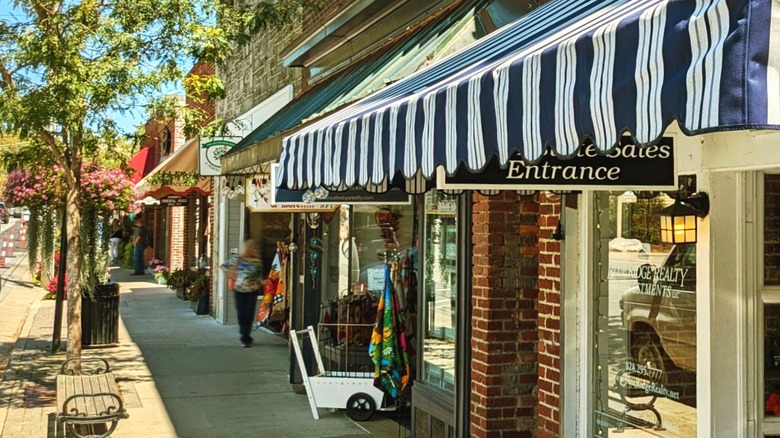 Storefronts in downtown Blowing Rock, North Carolina