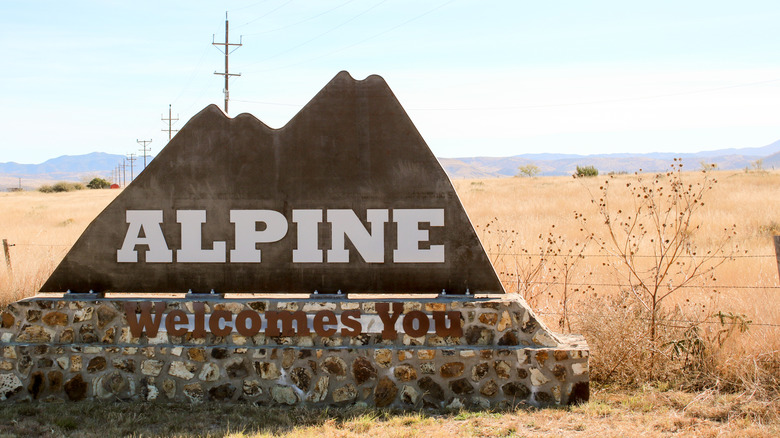Alpine welcome sign