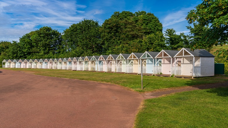 Rental huts at Broadsands Beach in Devon
