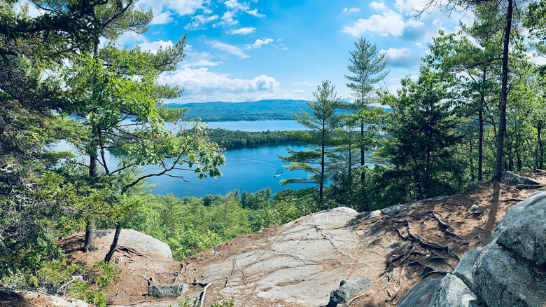 a view of Follansbee Cove near Wellington State Park along Newfound Lake in the Lakes Region of New Hampshire