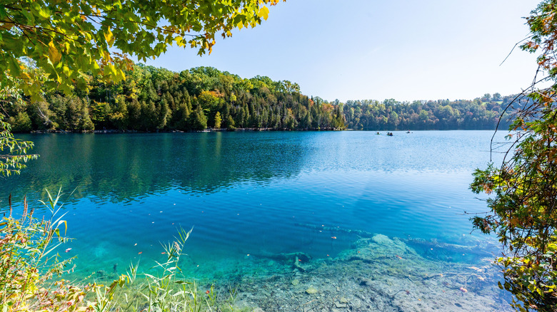 A turquoise lake in Green Lakes State Park in Fayetteville in Upstate New York