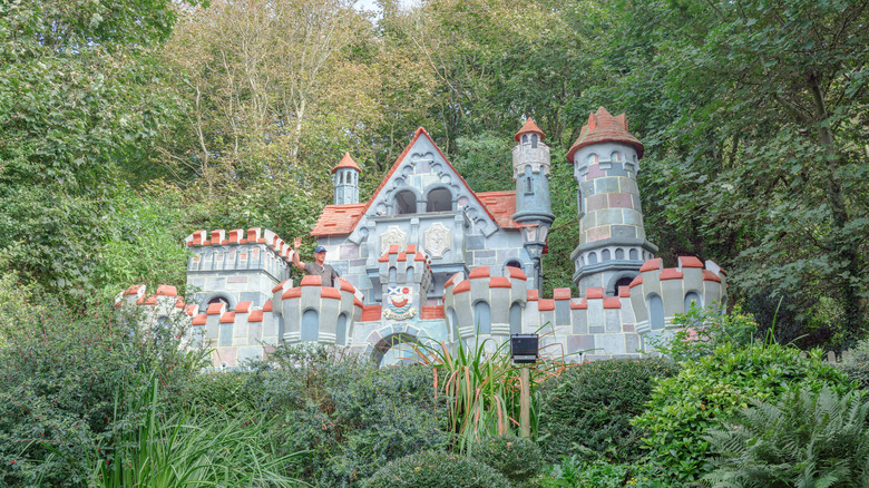 Amusement park castle in forest