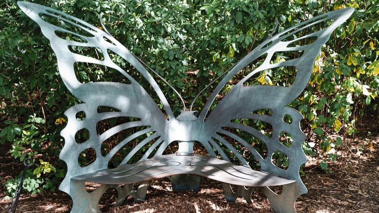 A butterfly-shaped bench in Brookside Gardens