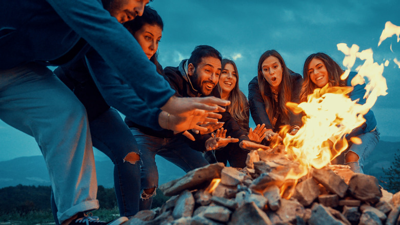 Friends at a campfire