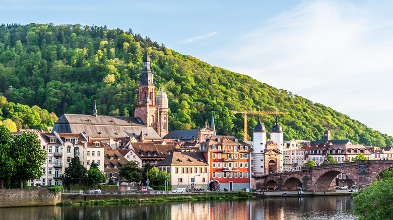 View of the old bridge in Heidelberg