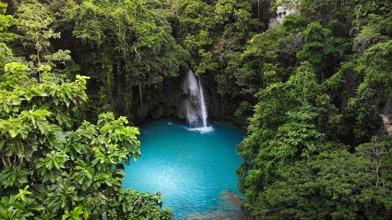 Aerial view of Kawasan Falls in Cebu Island