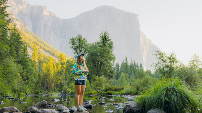 Woman exploring Yosemite National Park