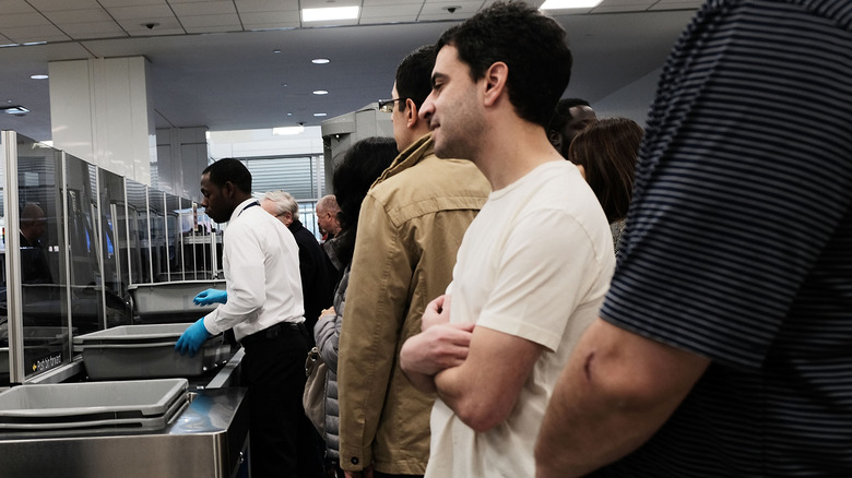 People in TSA security line