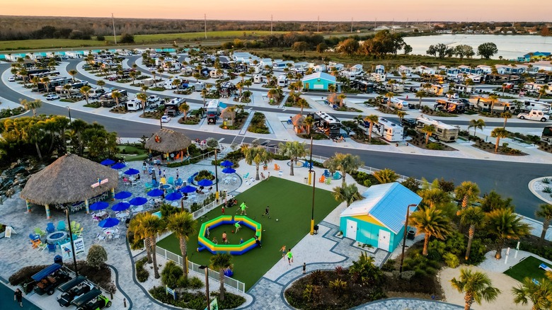 Aerial view of Camp Margaritaville RV Resort and Cabins