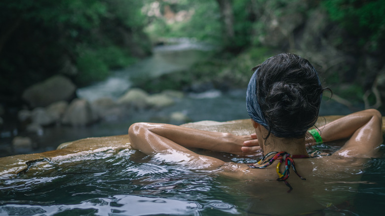 Woman in Costa Rican hot springs