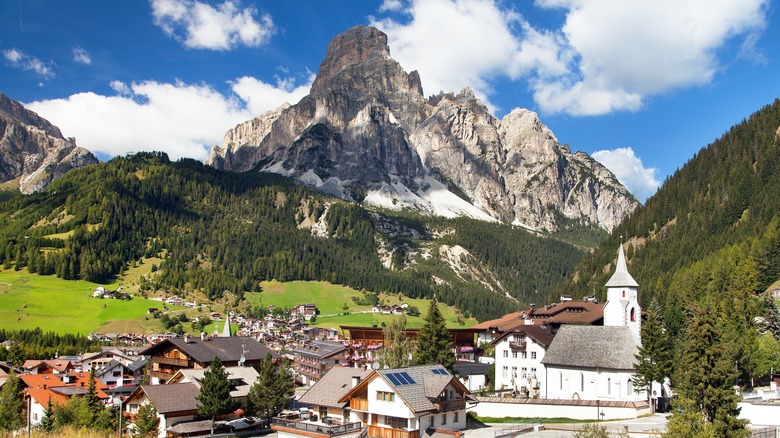 Landscape of Corvara with Dolomite Mountains