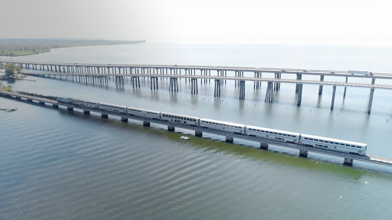 Amtrak City of New Orleans train bridge water