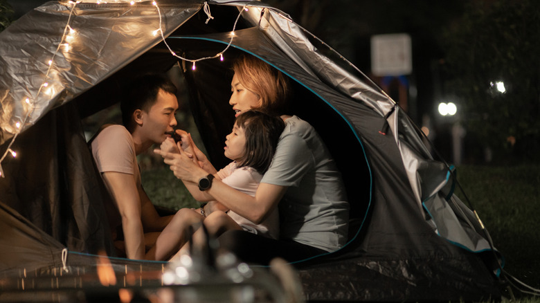 Family in a tent