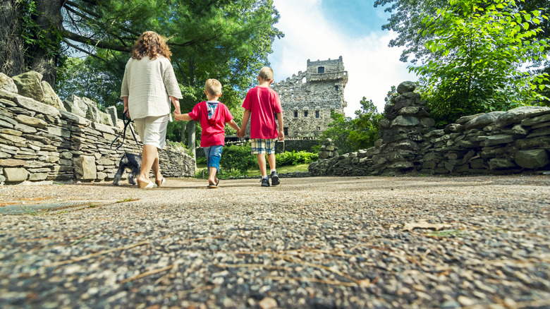 Family walking to Gillette Castle