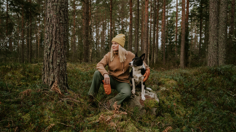 woman with border collie