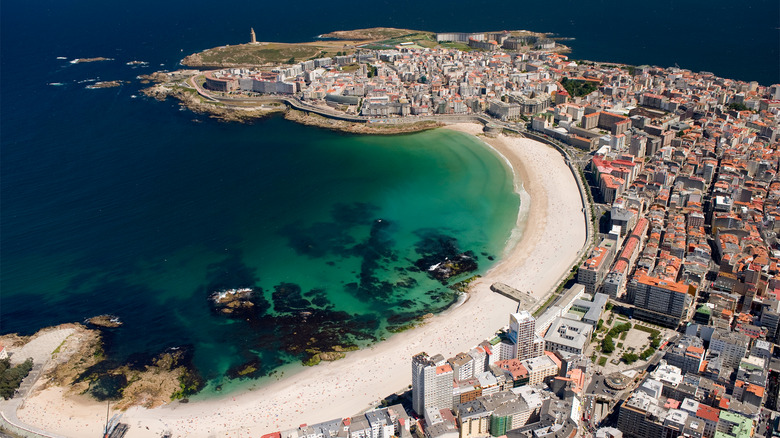 Aerial view of A Coruña coastline