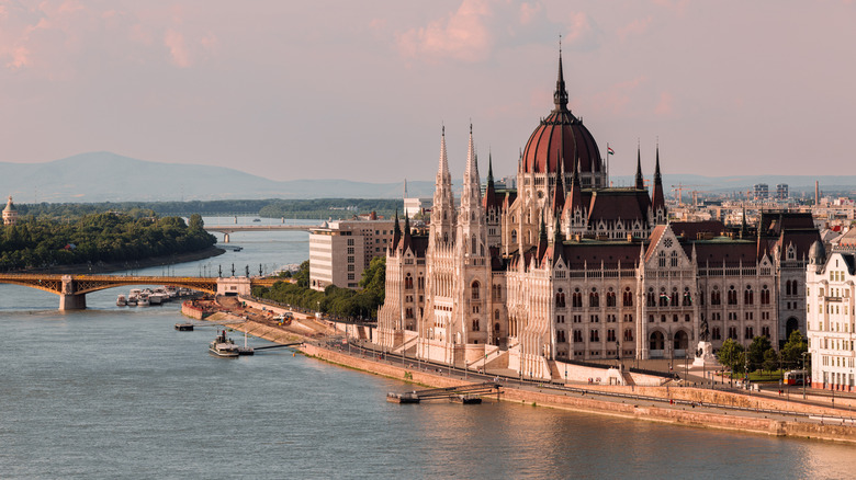 Birds eye view of the Hungarian Parliament Building