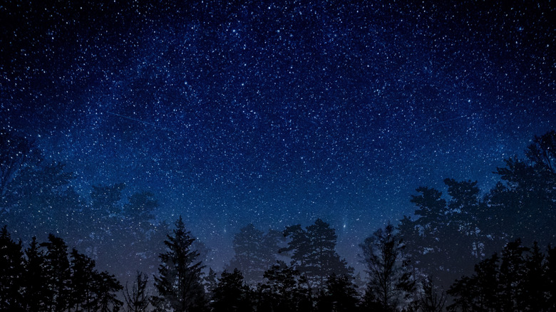 A view of stars in a dark sky