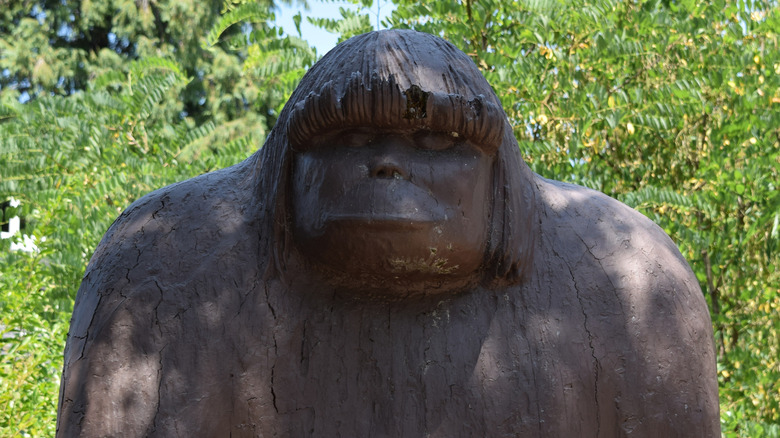wooden carved statue of Bigfoot