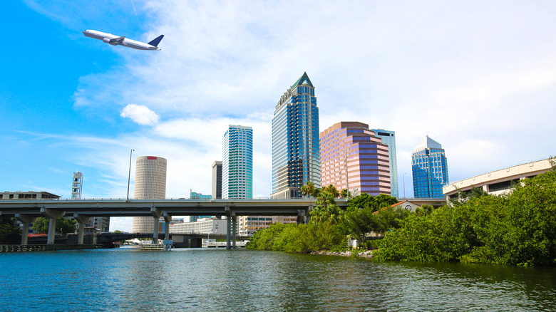 Plane taking off from Tampa Airport