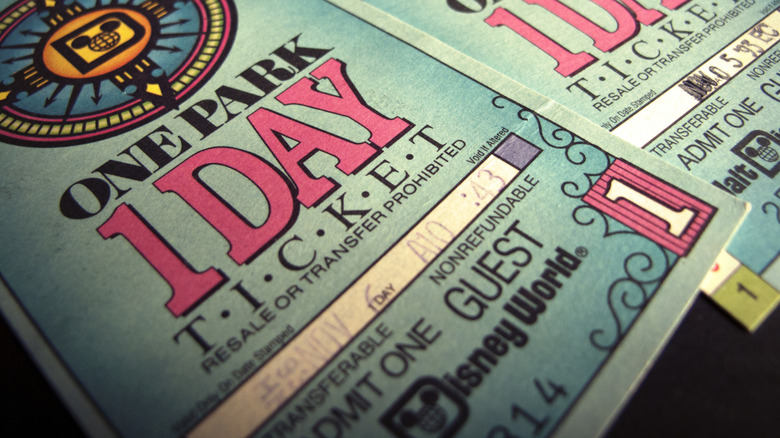 Vintage tickets to Disney world.