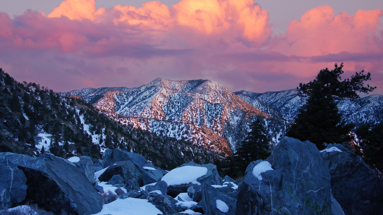 A sunset over the San Gabriel Mountains