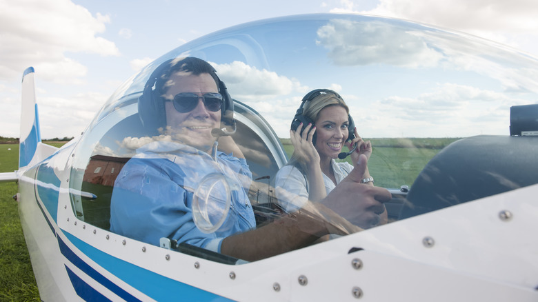 Couple in small airplane