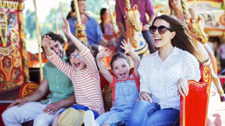 Family on a merry-go-round