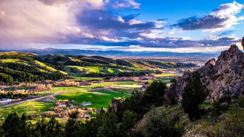 Aerial view over Bozeman, Montana