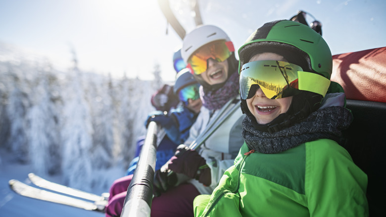 Family on a chair lift