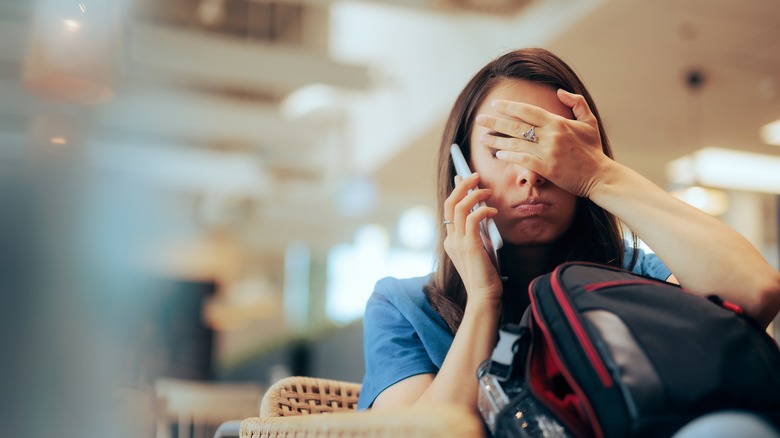 Stressed passenger at airport